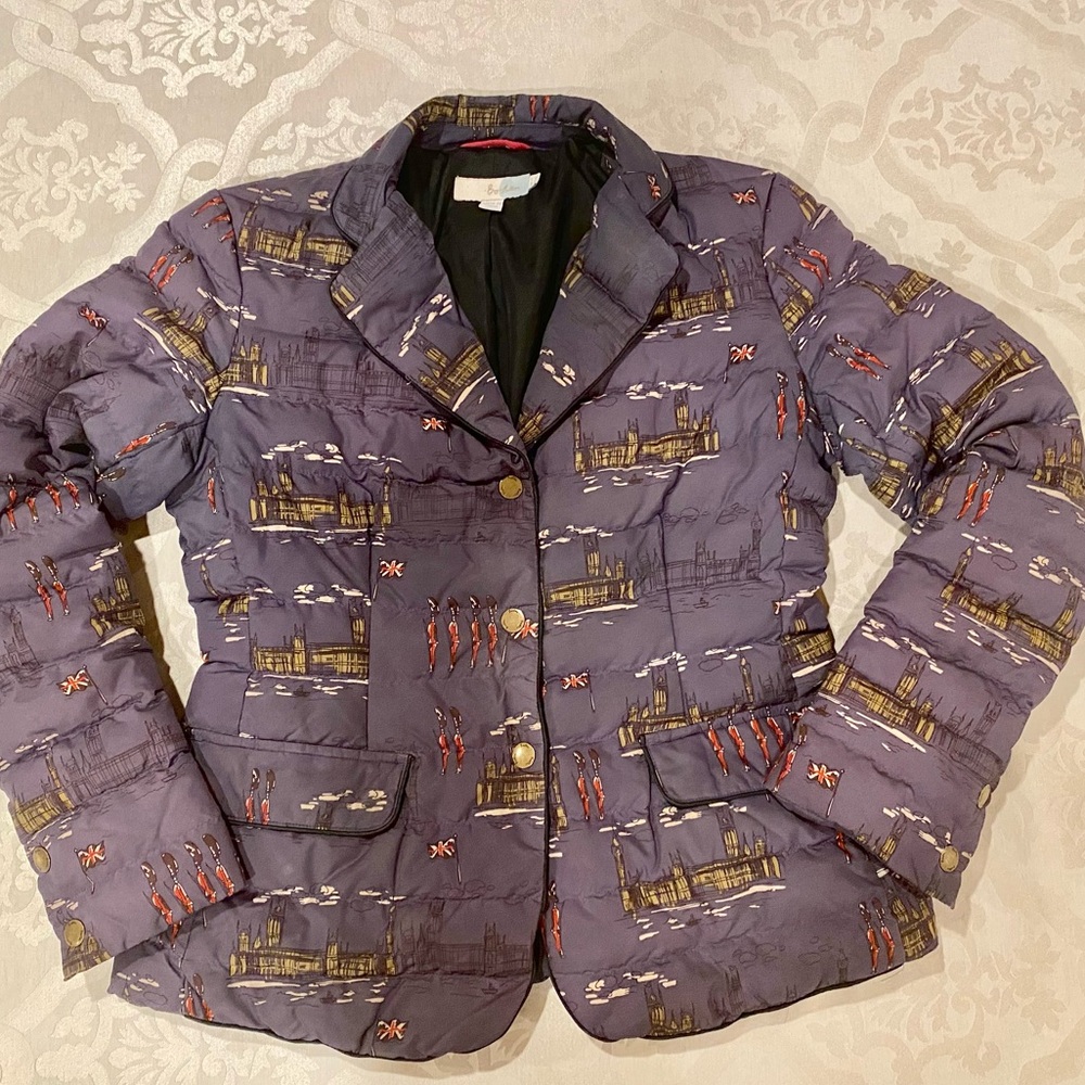 Boden! HTF London print warm winter down jacket sz 8 shaped